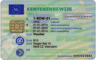 Kentekencard bron: RDW