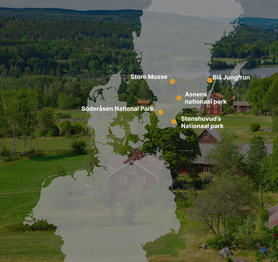 Overzicht van natuurparken zuid Zweden