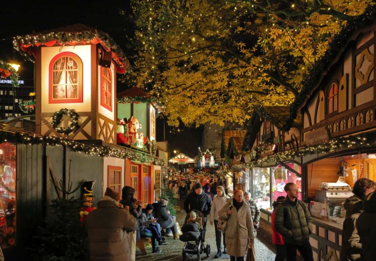 winter Christmas markets in Cologne (Köln), Germany during the evening